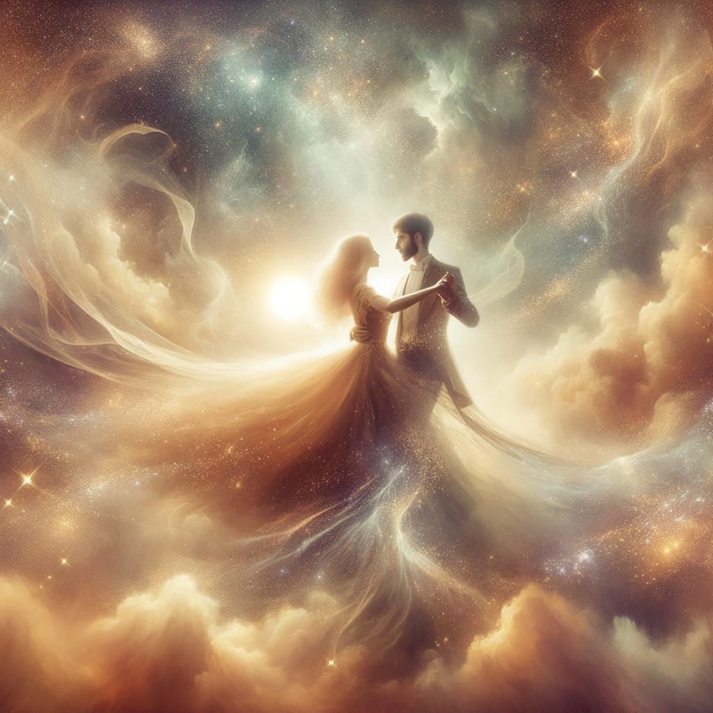 Celestial Dance of Soulmates in Enchanted Sky