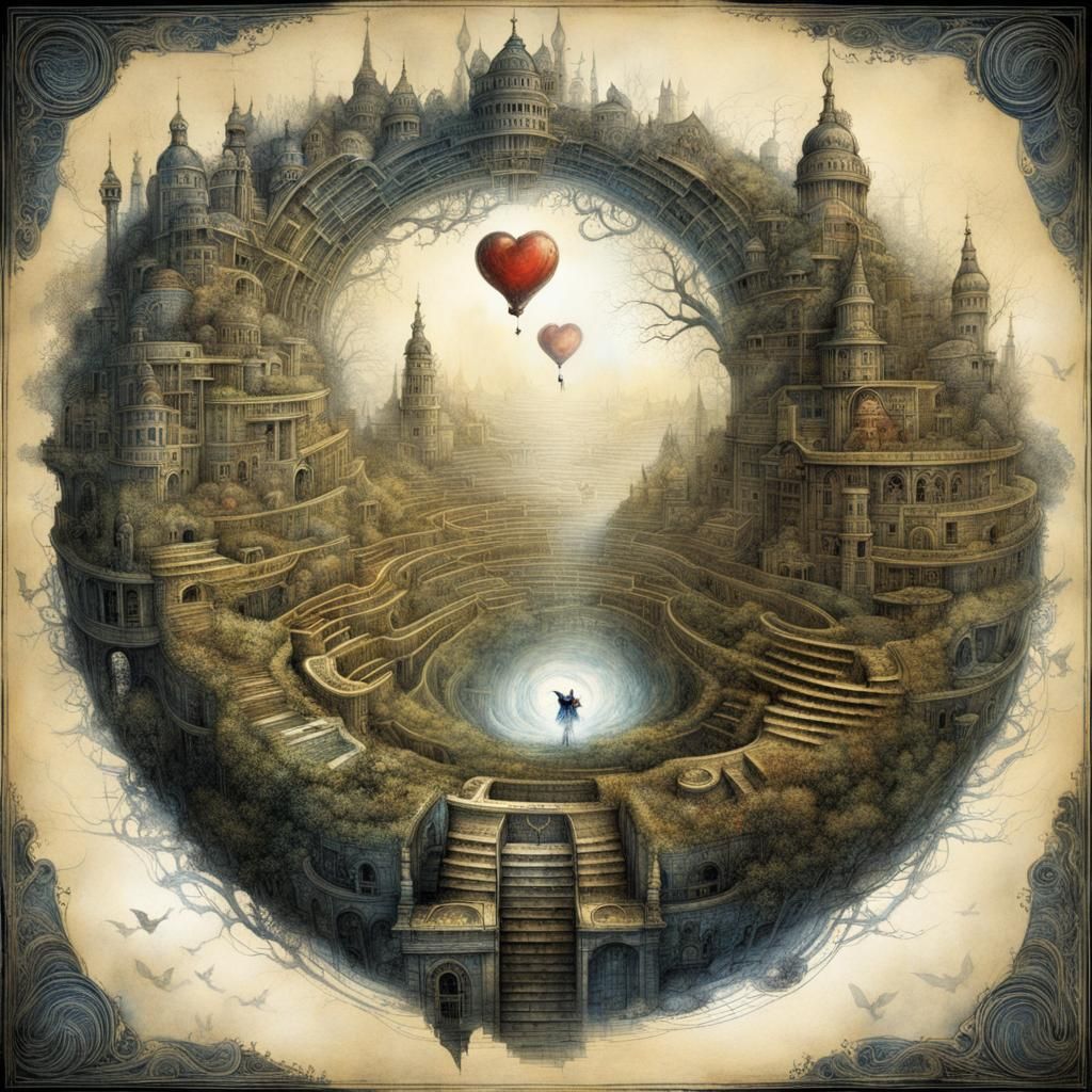 Sinister Labyrinth Maze Inside a Heart Blueprint