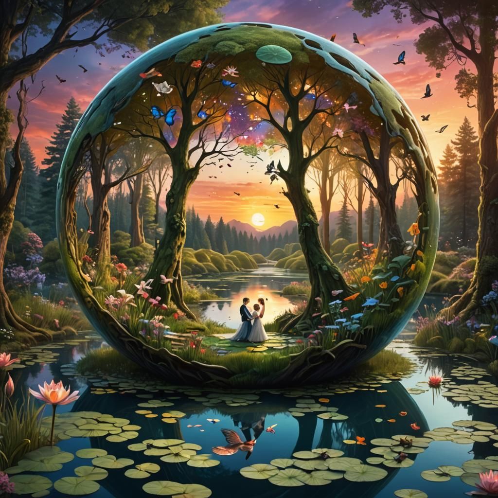 Enchanted Forest Wedding Inside Glass Sphere