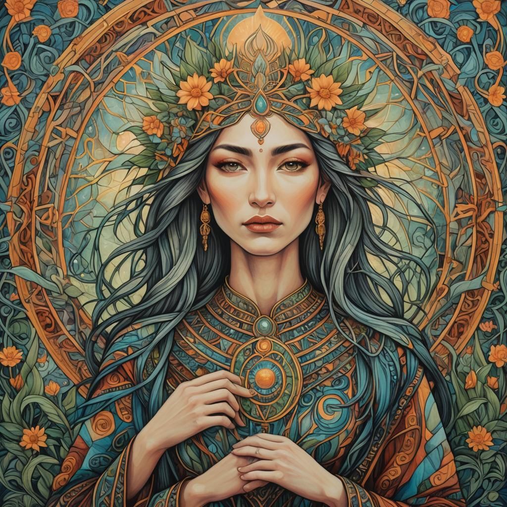 Psychedelic Interwoven Figures in Visionary Art Style