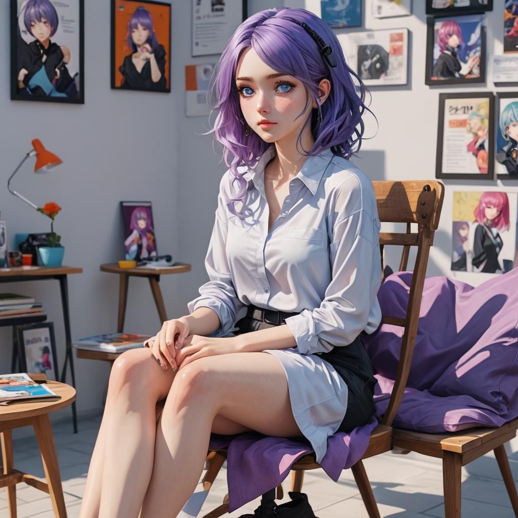 Female in Latex Catsuit Sitting in Living Room