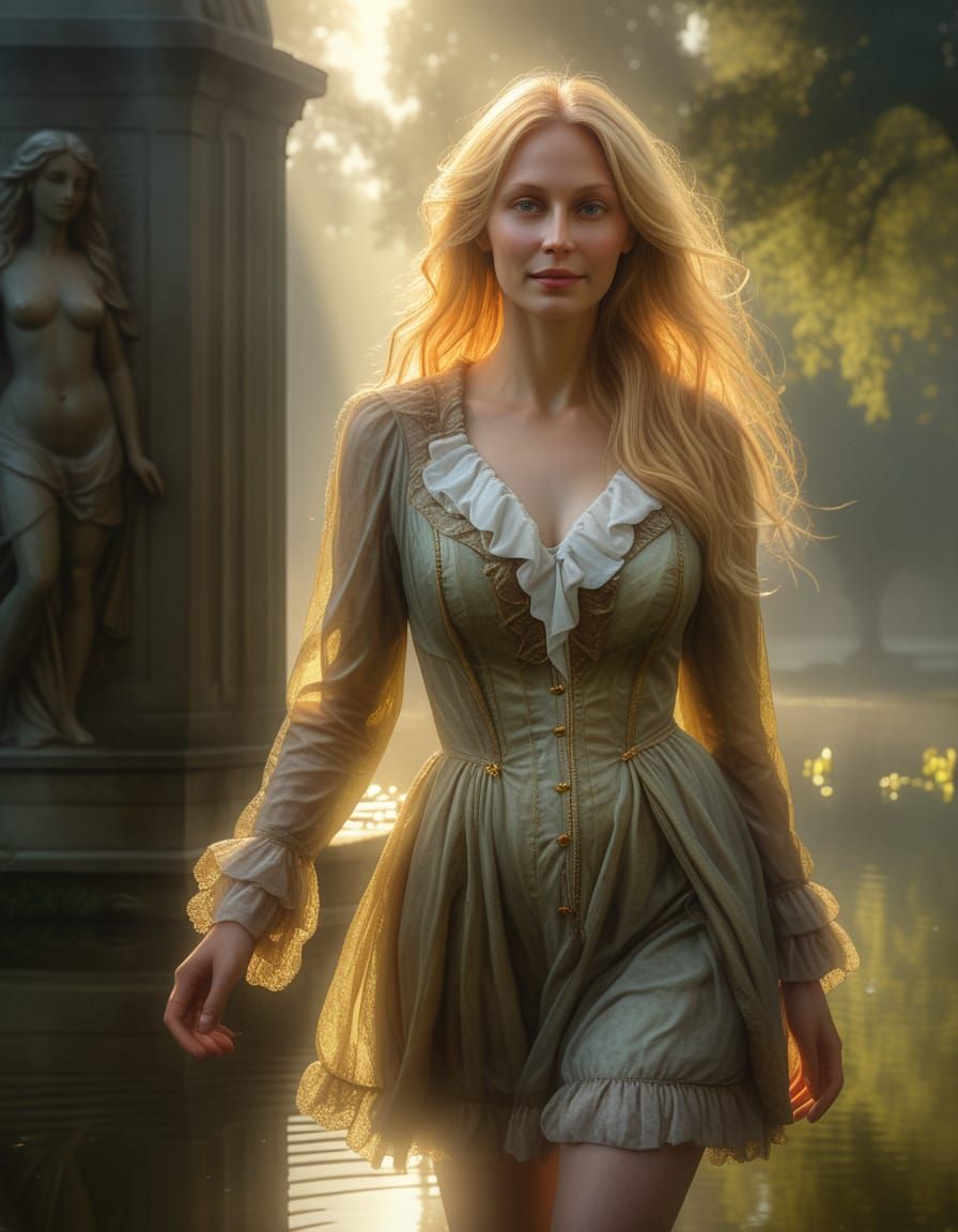 Ethereal Renaissance Maiden in Golden Light
