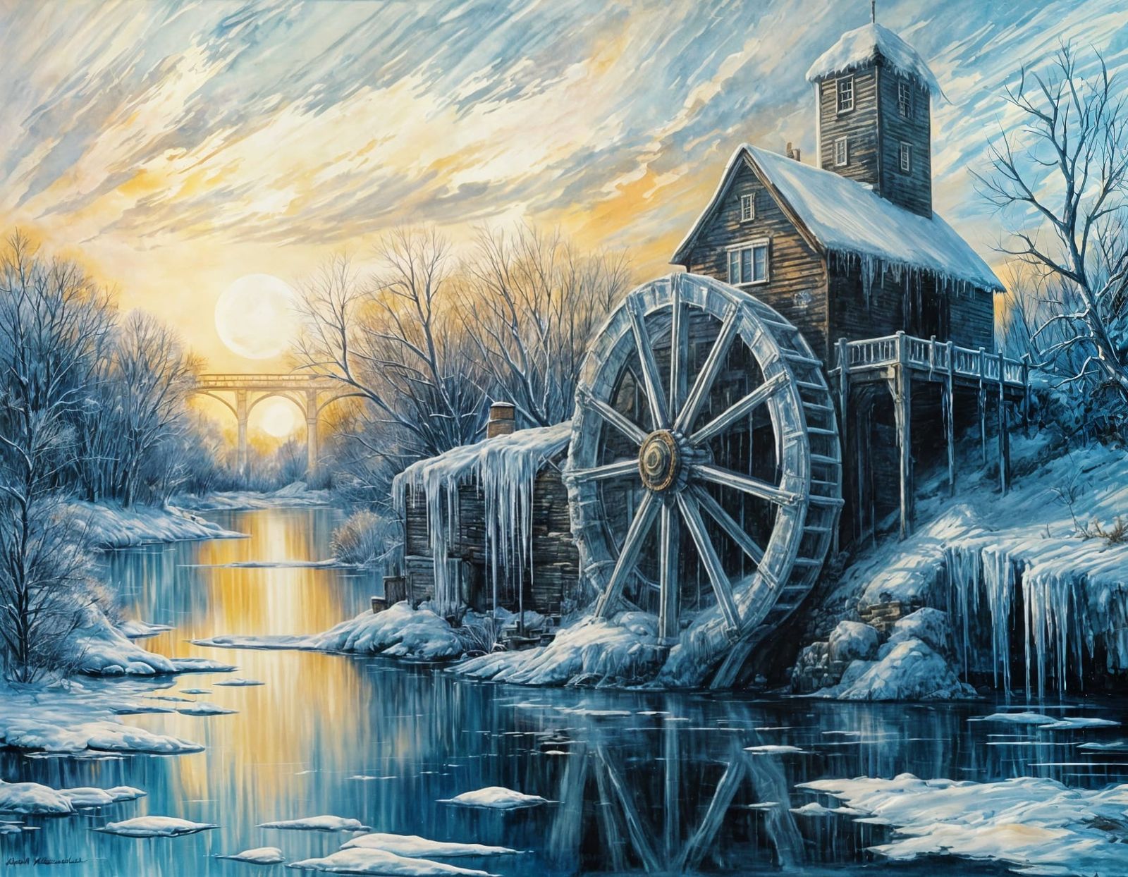 Frozen water wheel