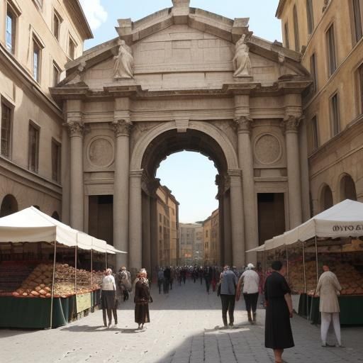 Grand Entrance to a Bustling Roman Market