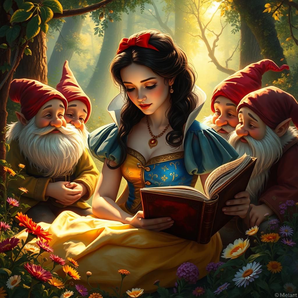 Snow White Reading in Enchanted Forest