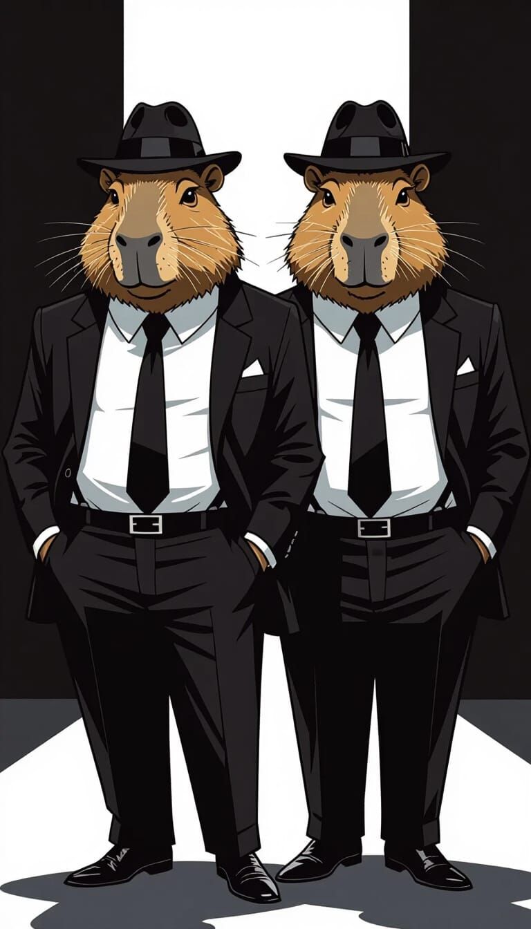Capybara Mafia Men in Sharp Suits