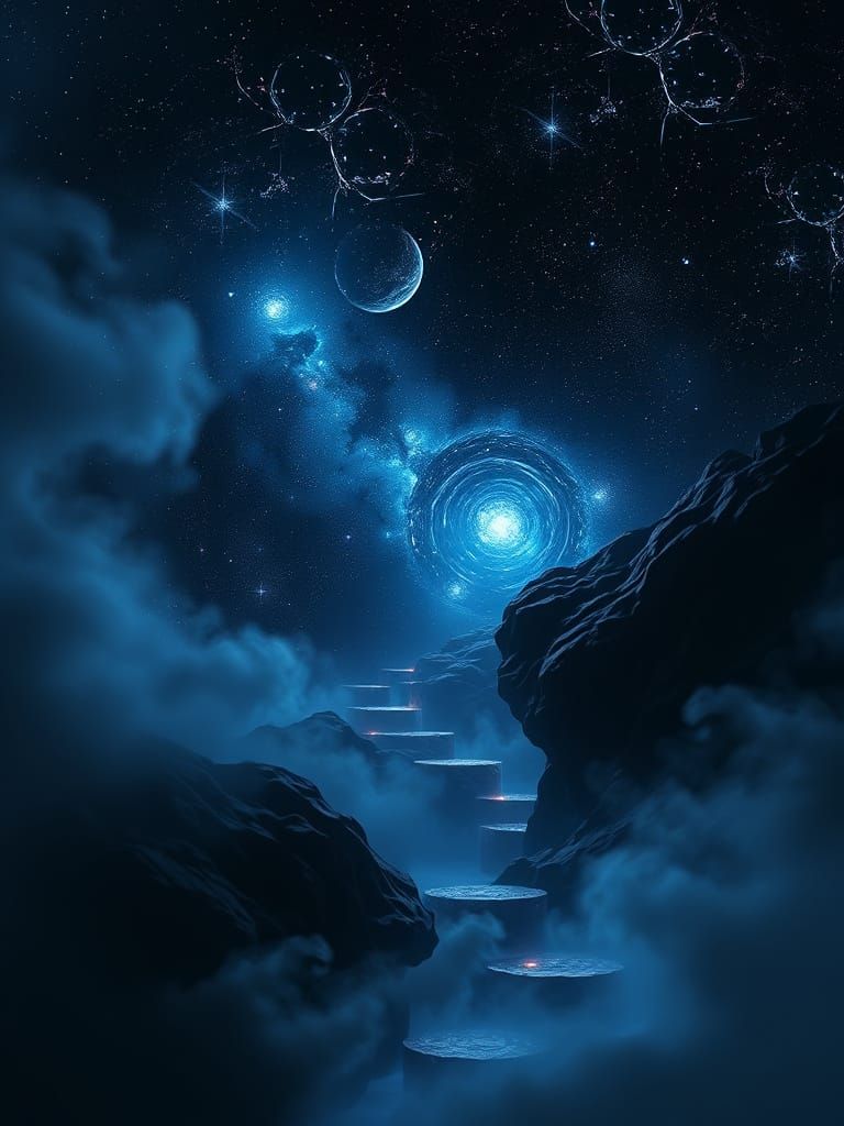 Bioluminescent Celestial Nature Scene in 3D