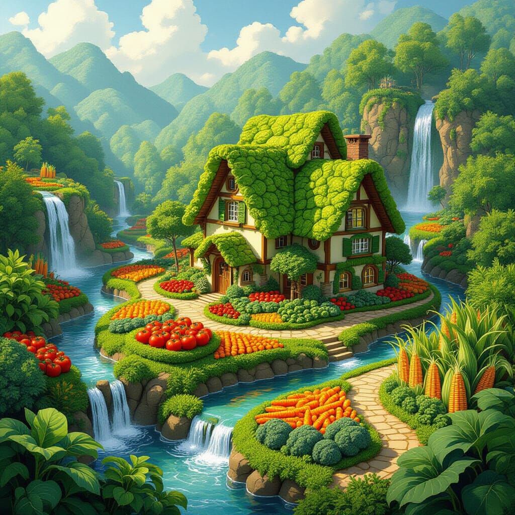 Vegetable Village Inspired by Gurney and Miyazaki