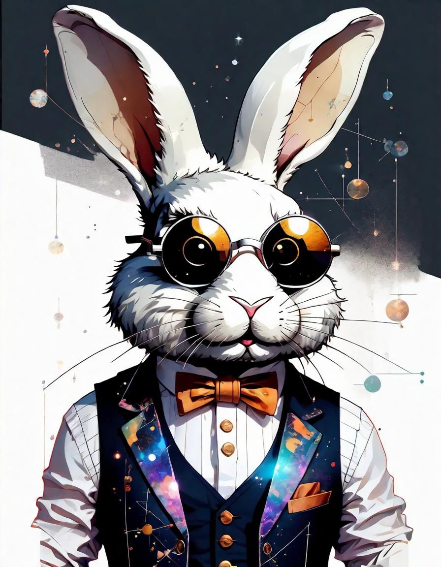 Anthropomorphic Rabbit with Glasses and Waistcoat