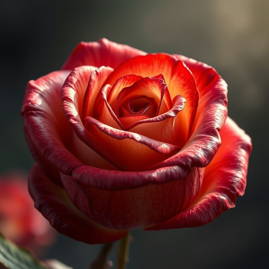 Ethereal Hyperrealistic Rose Crafted from Juicy Apple