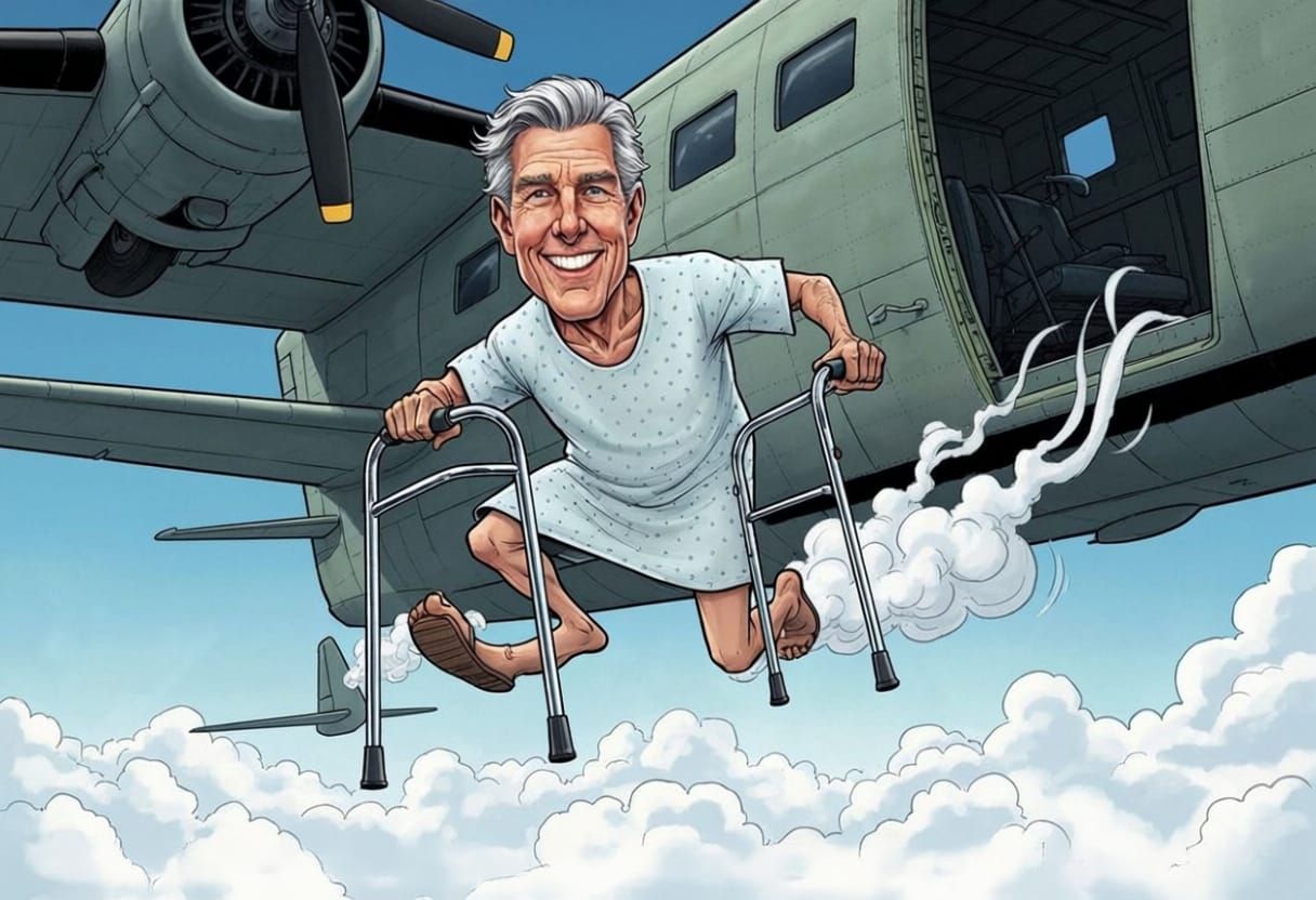 Elderly Man Leaps From Plane With Walking Frame