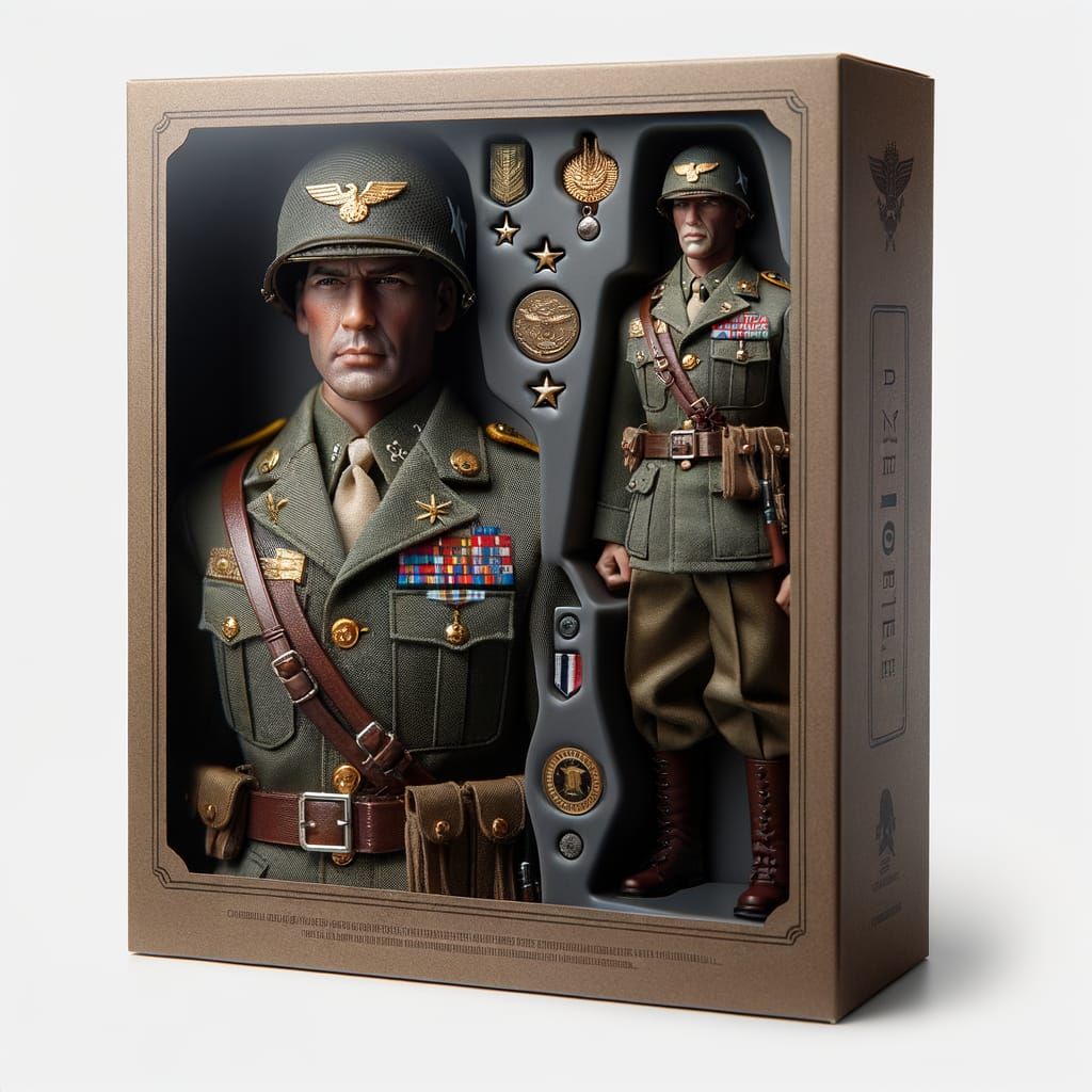 Historical Military Figure in WWII-Era Display Box