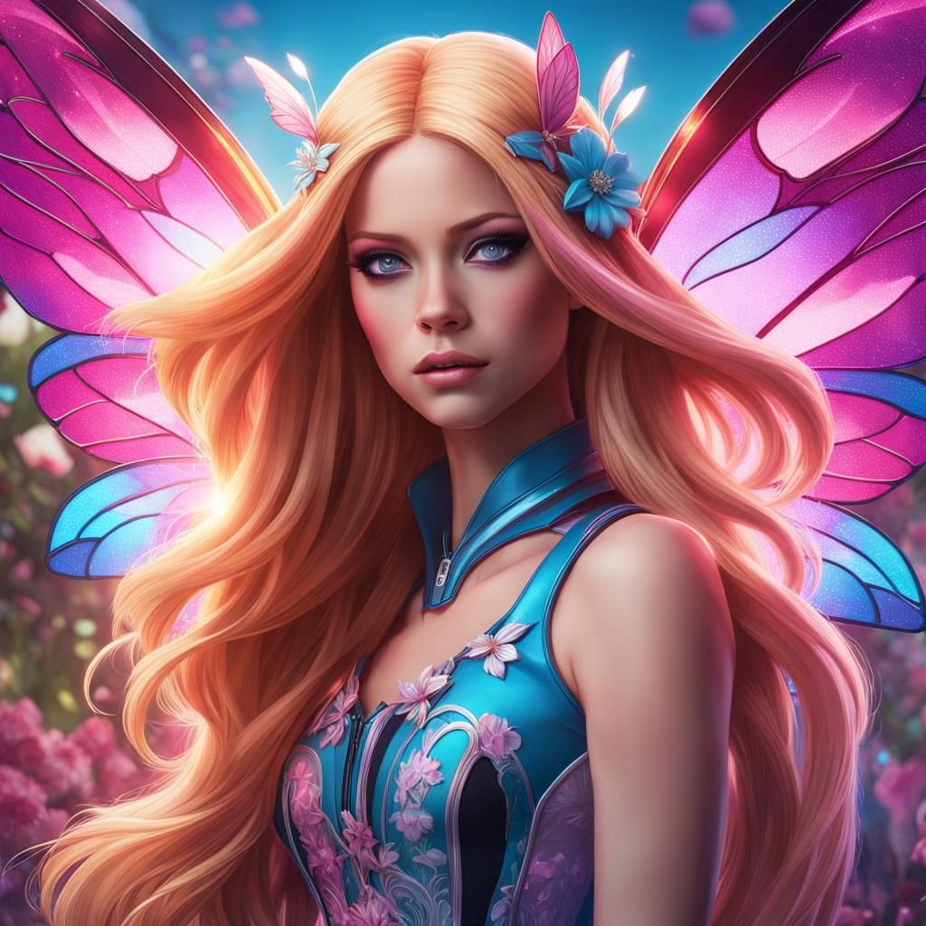 Avril Lavigne as Bloom in Hyperrealistic Art Nouveau Style