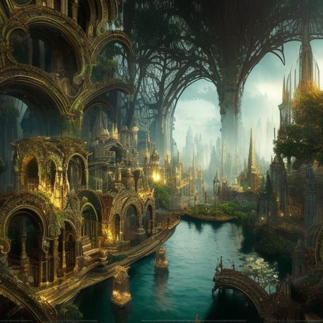 Floating Garden City with Divine Architecture