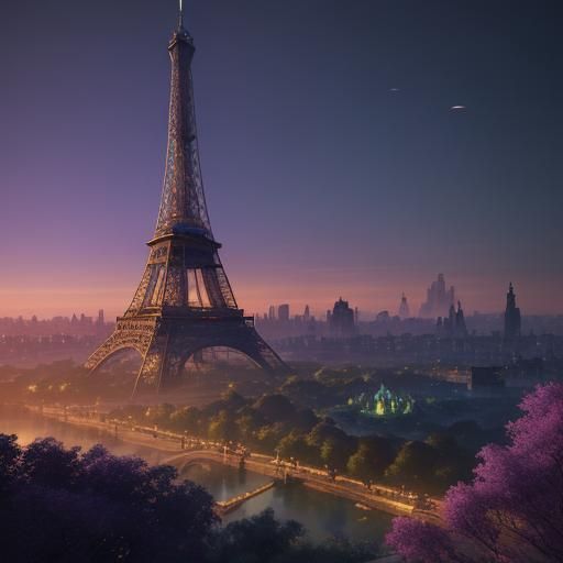 Eiffel Tower Covered in Vines: High Fantasy Art