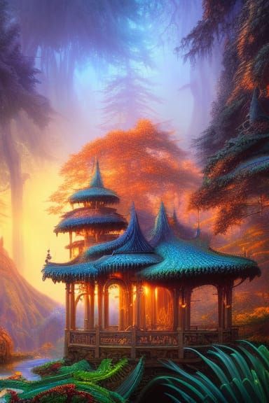 Intricate Treehouse Palace with Entangled Design