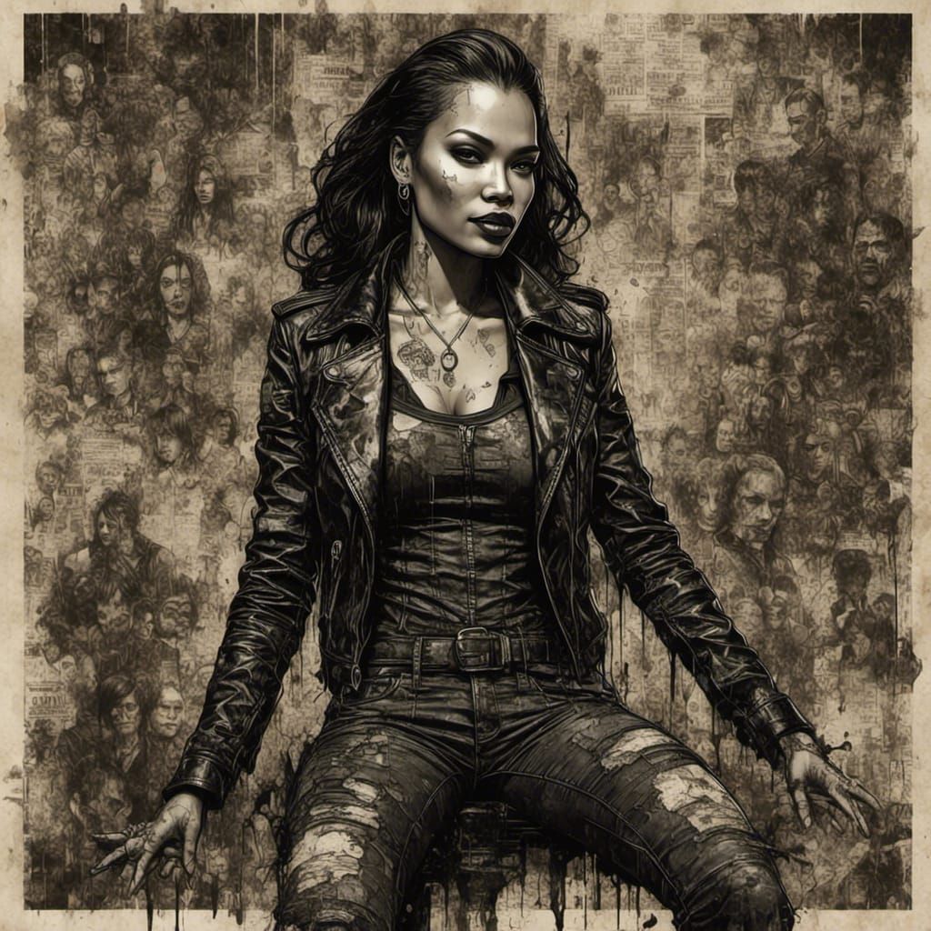 Noir Gothic Policewoman in Grunge Style