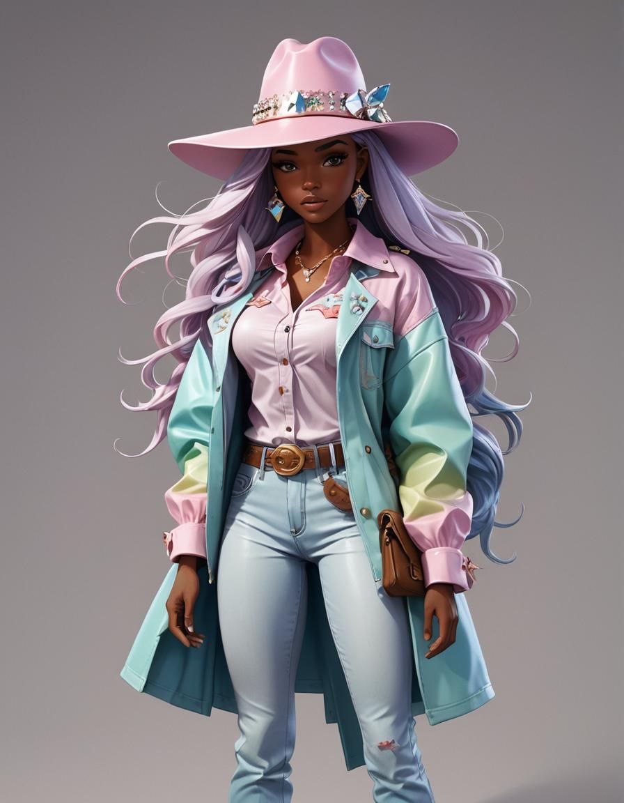 Anime Cowgirl in 90s Game Art Style