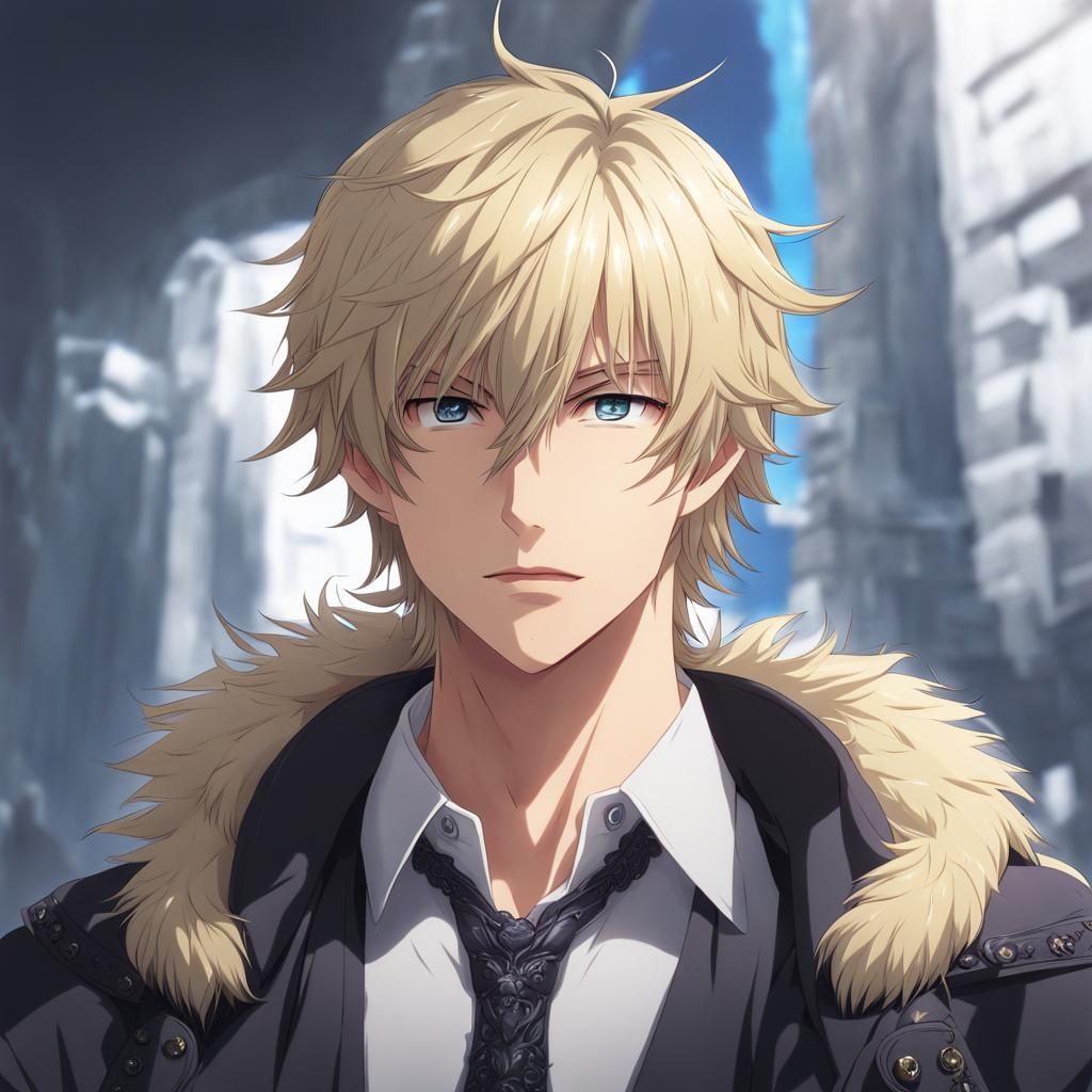 Anime Style Portrait of Attractive Blond Man