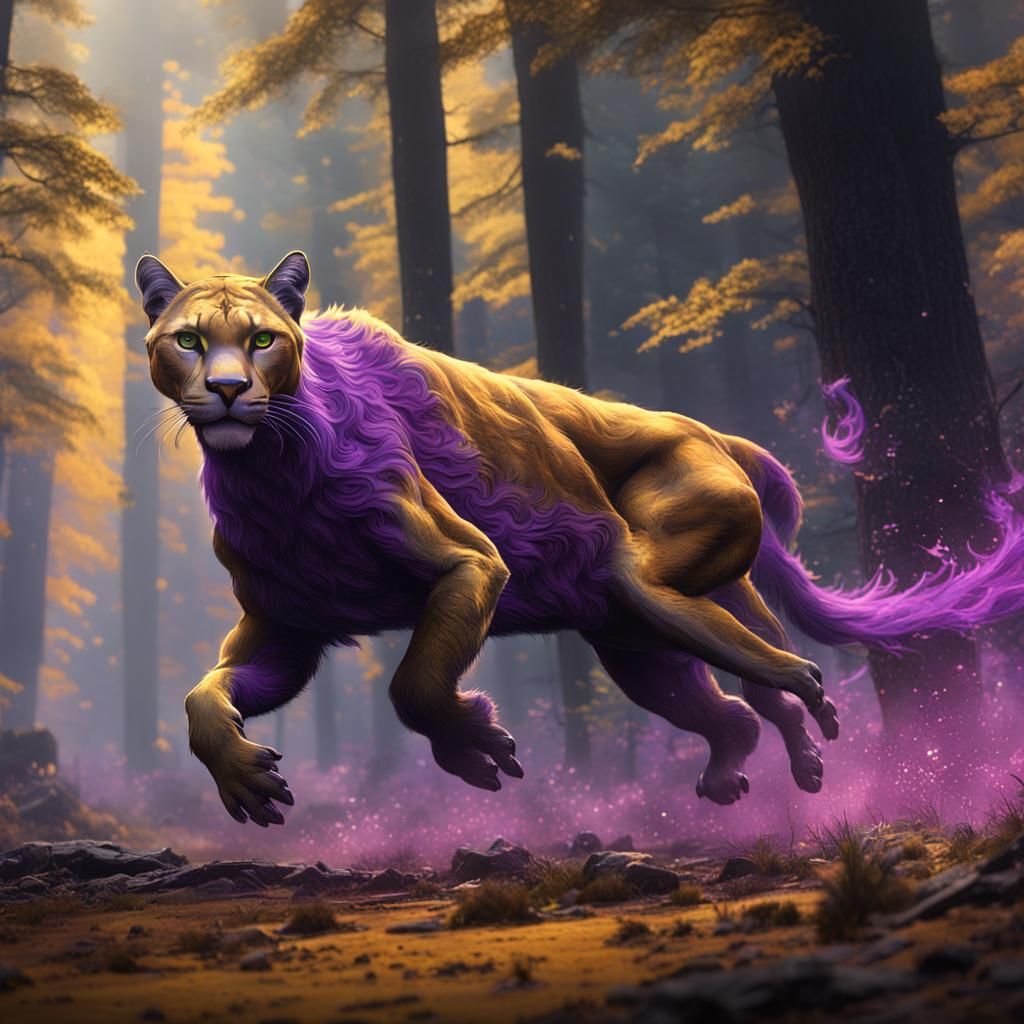 Puma Pursuing Elk: Dark Fantasy Concept Art