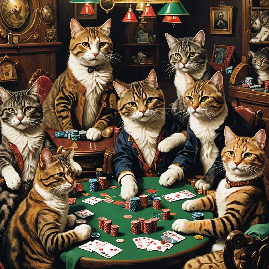 Cats Playing Poker Game