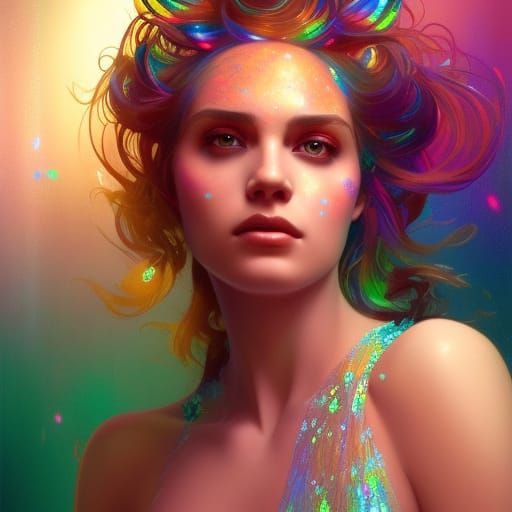 Iridescent Beauty: A Hyperdetailed Portrait