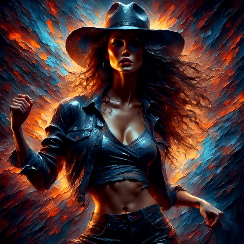 Brunette Shuffle Dancer in Neon Lightning