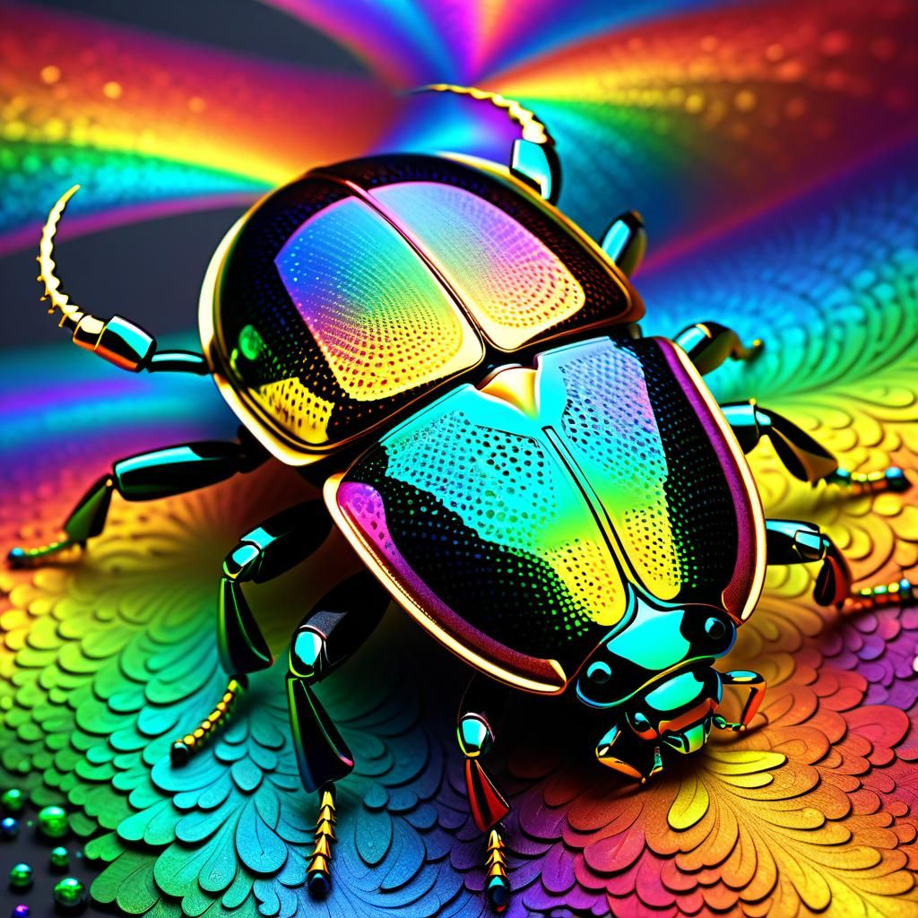 Rainbow Foil Iridescent Shimmer glitter iridescence hologram  Intricate fractal patterns Fantastic fractals beetle by Gr...