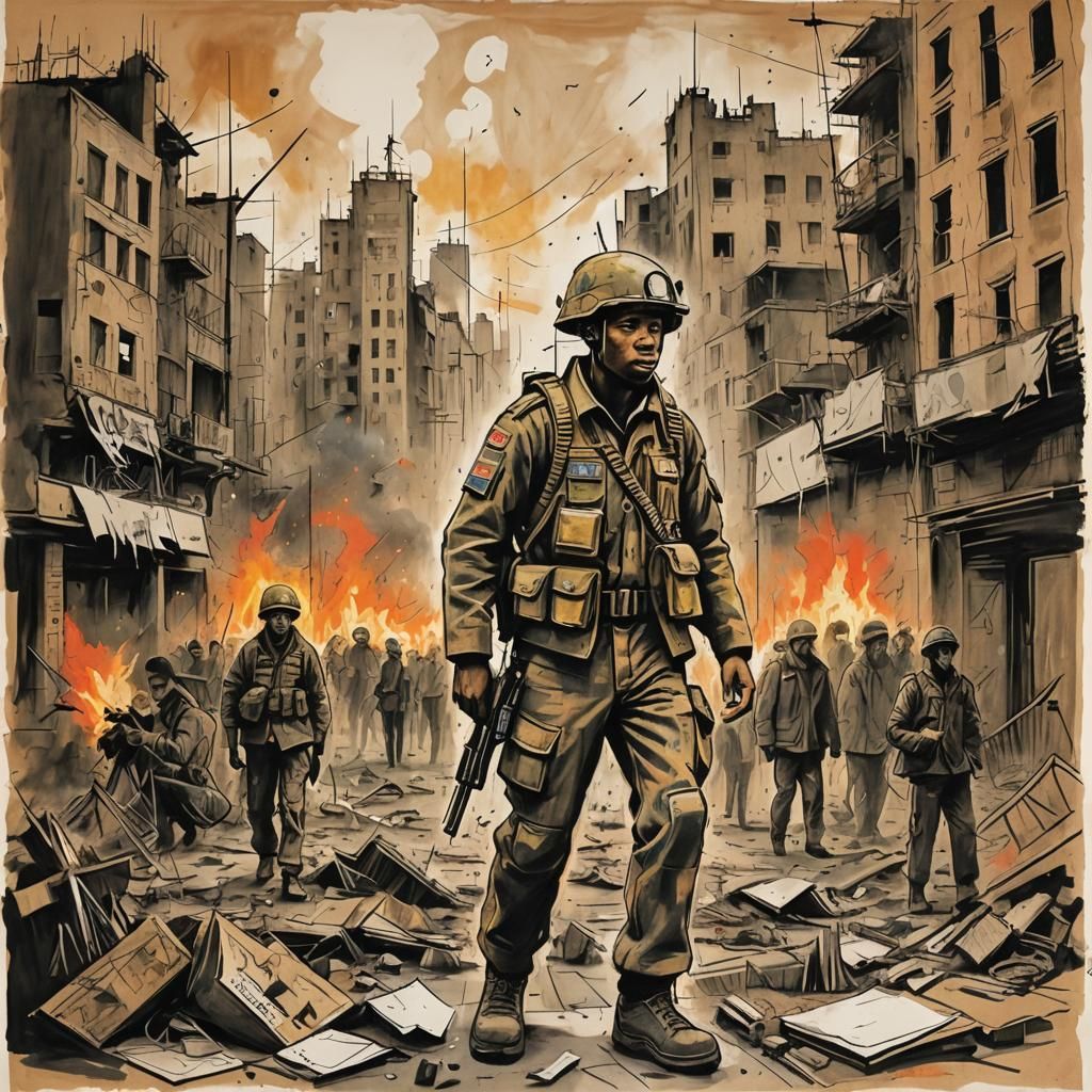 War-Torn City: Sketchbook Art in Basquiat Style