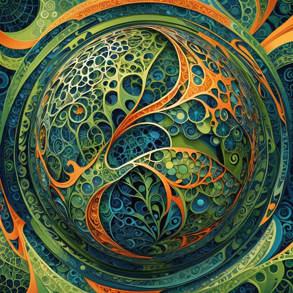 Minimalist Globe with Zentangle, in Optical Art Style