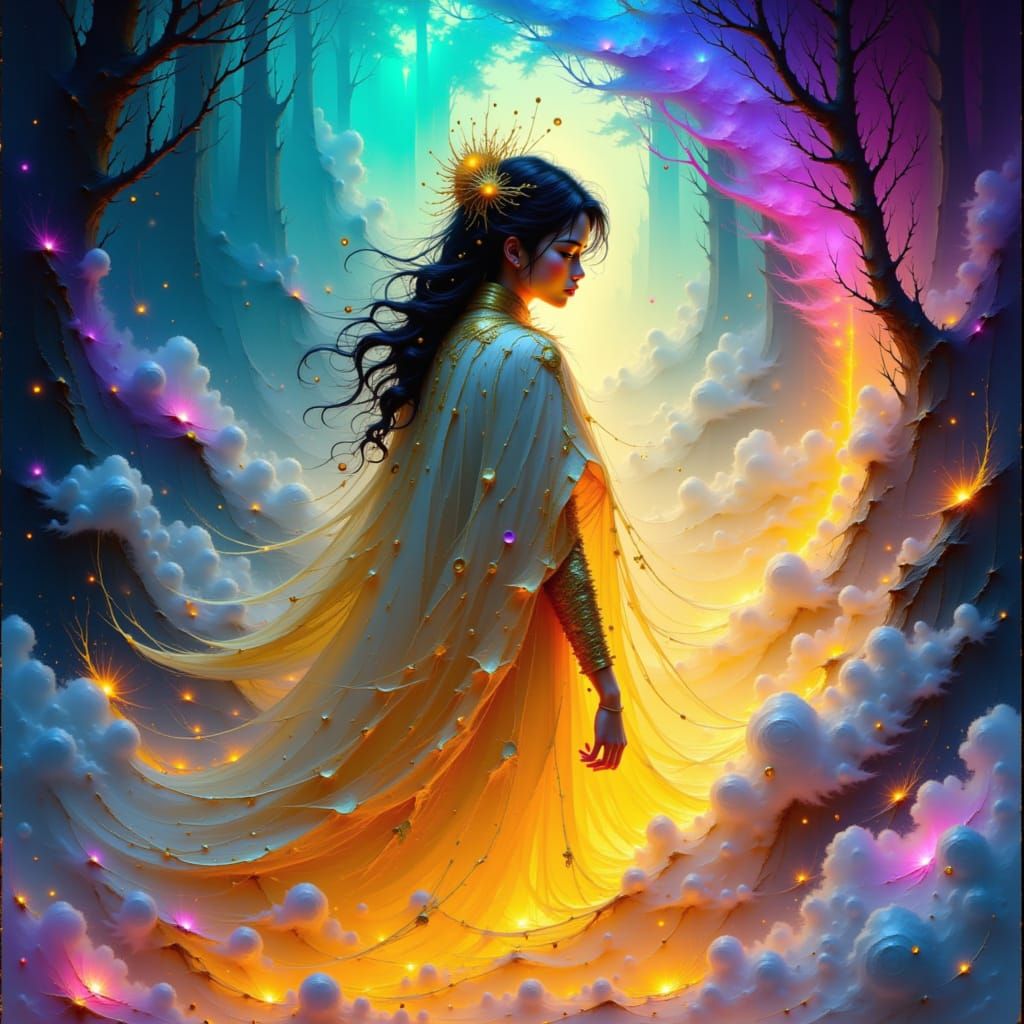 Goddess Sól in Aurora, Digital Art