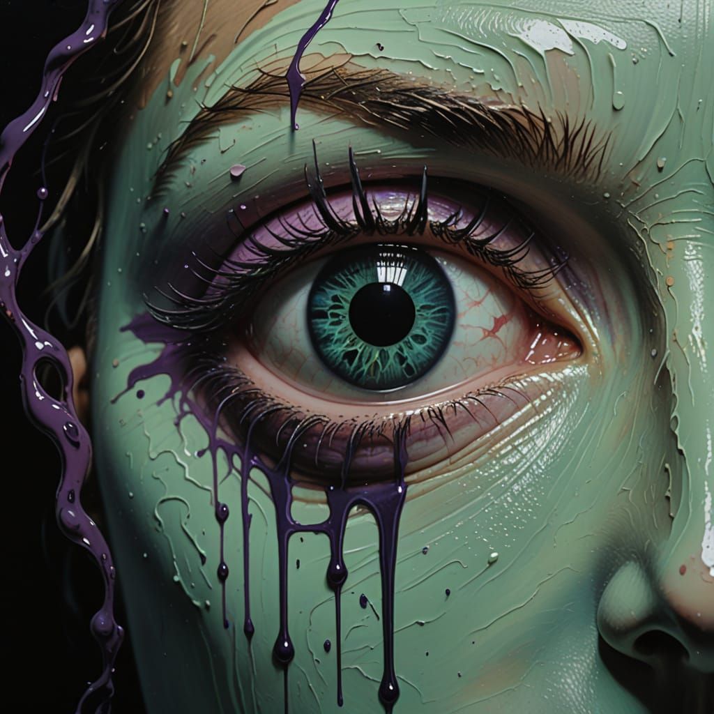 Grotesque Eye Devours Light in Surreal Dali-Inspired Oil Pai...