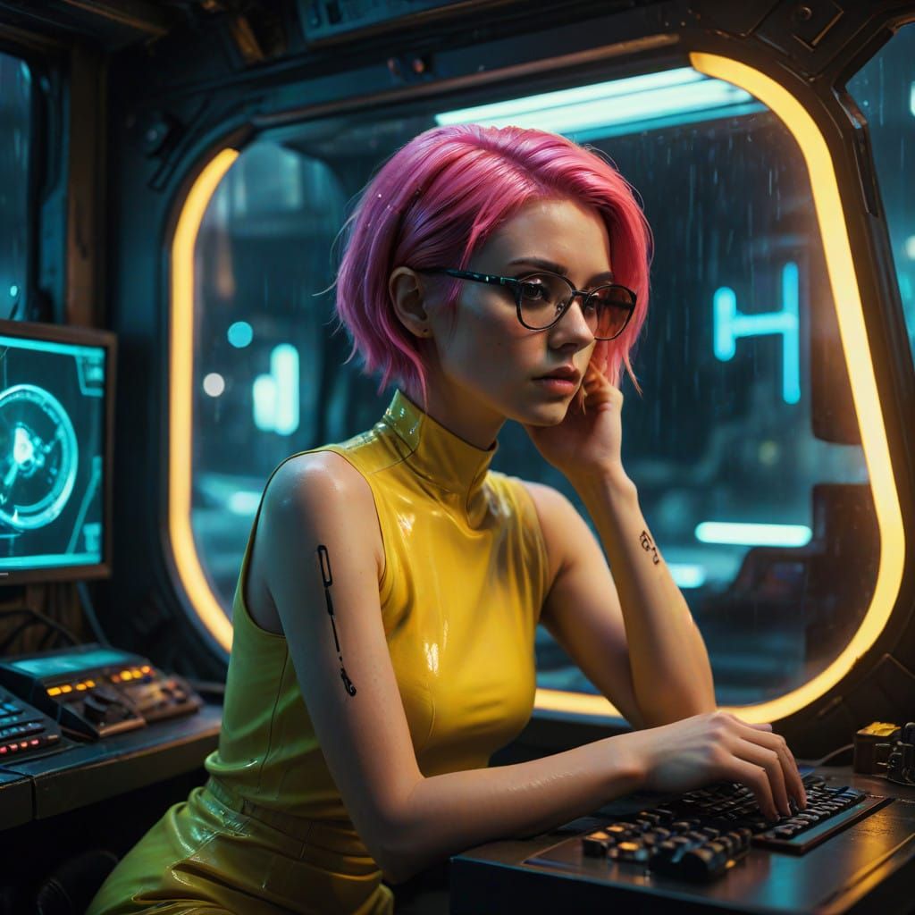 Cyberpunk Goddess in Neon Dreamscape