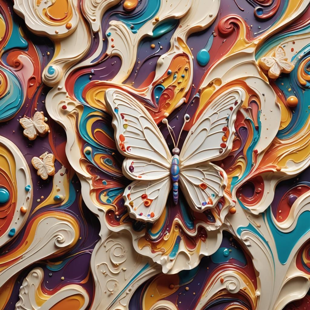 Melted Chocolate Butterfly: Hyperrealistic 3D Concept Art