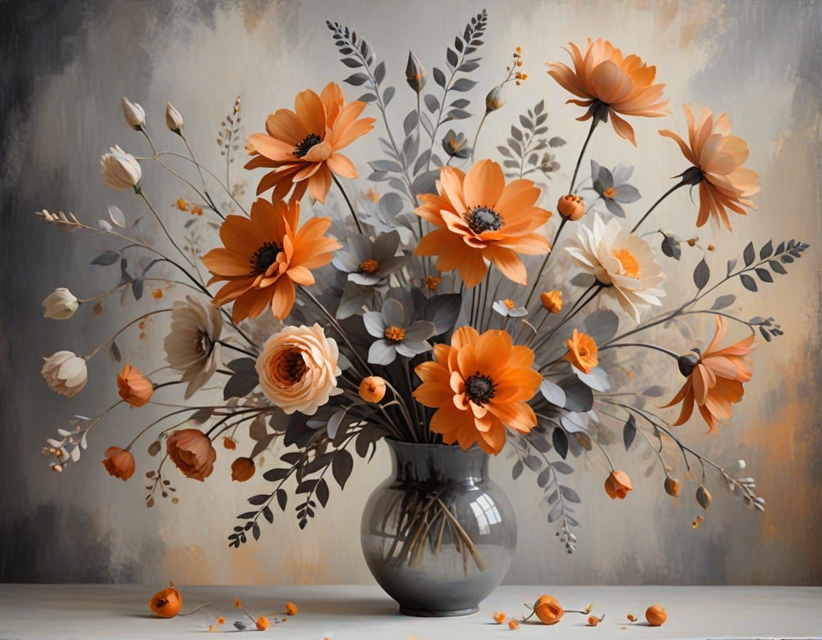 Muted Abstract Flowers in Impressionist Watercolor Style