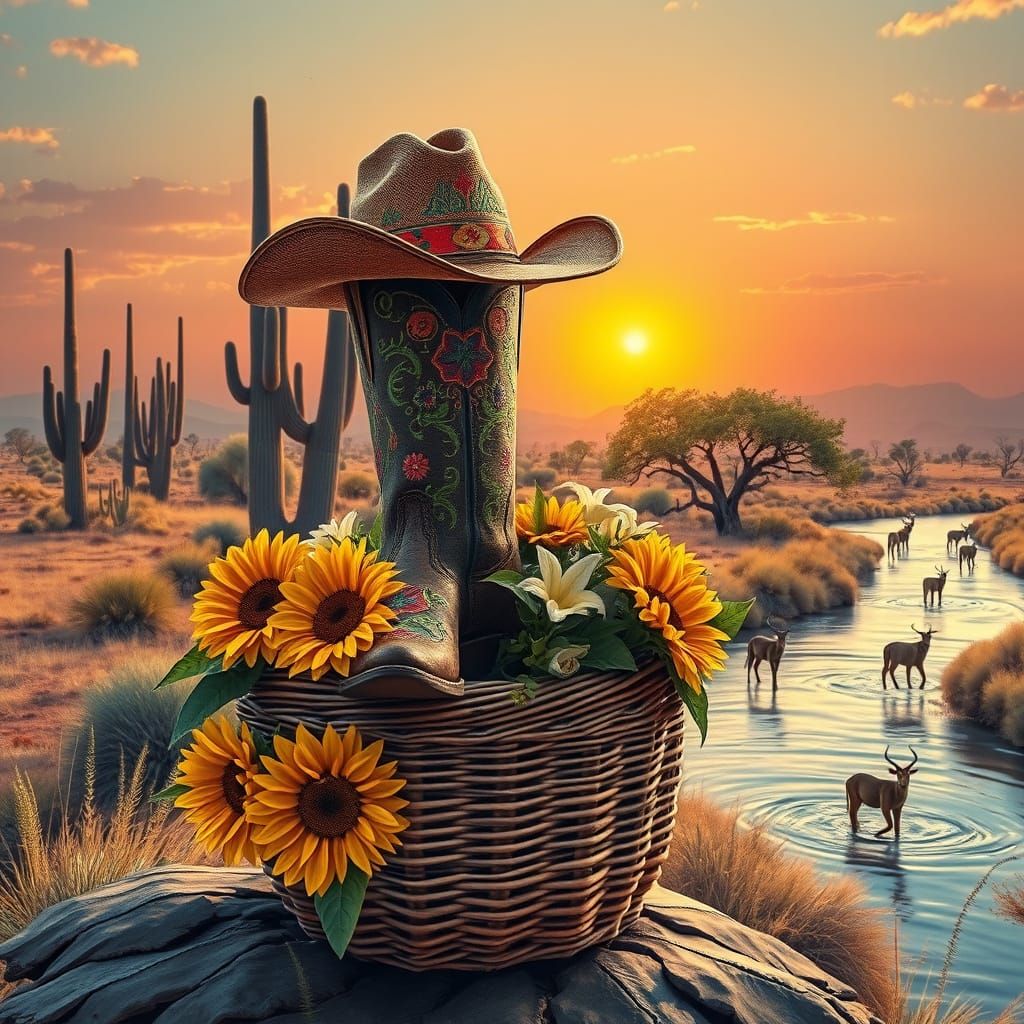 Sunset Cowboy in the Kalahari