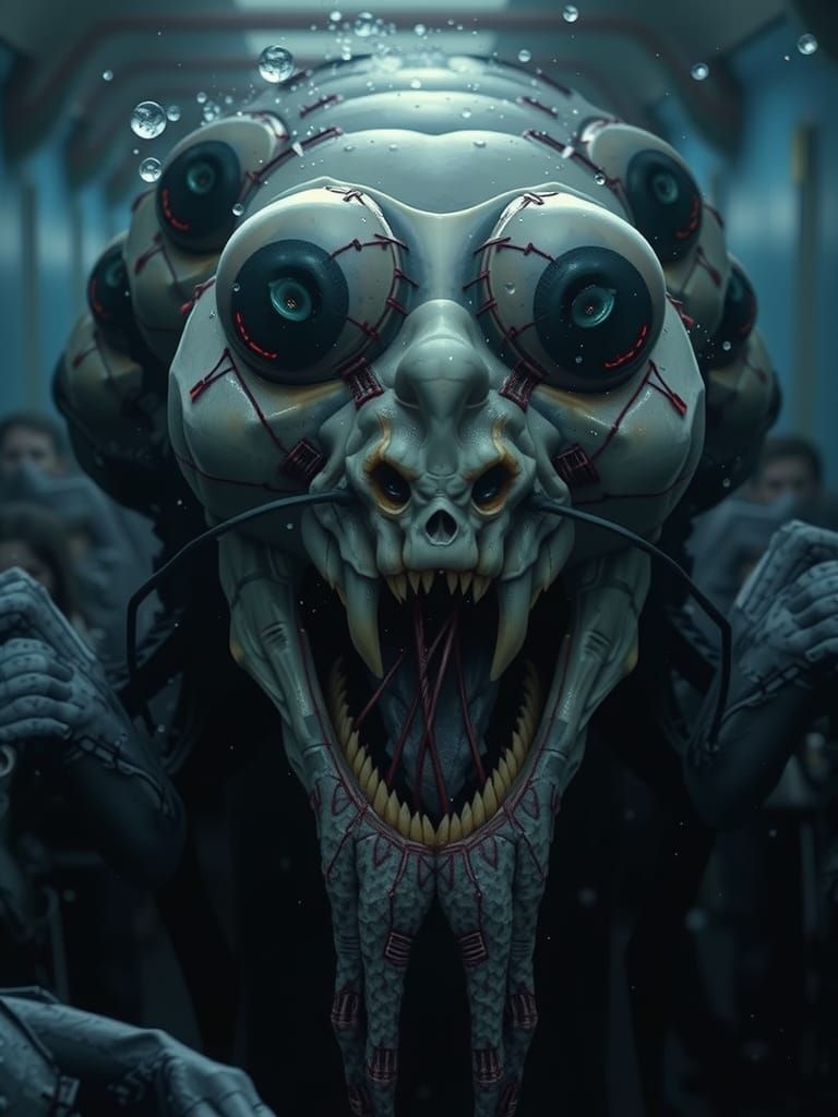 Horrific Flea Hybrid Monster in Hyper-Realistic Style