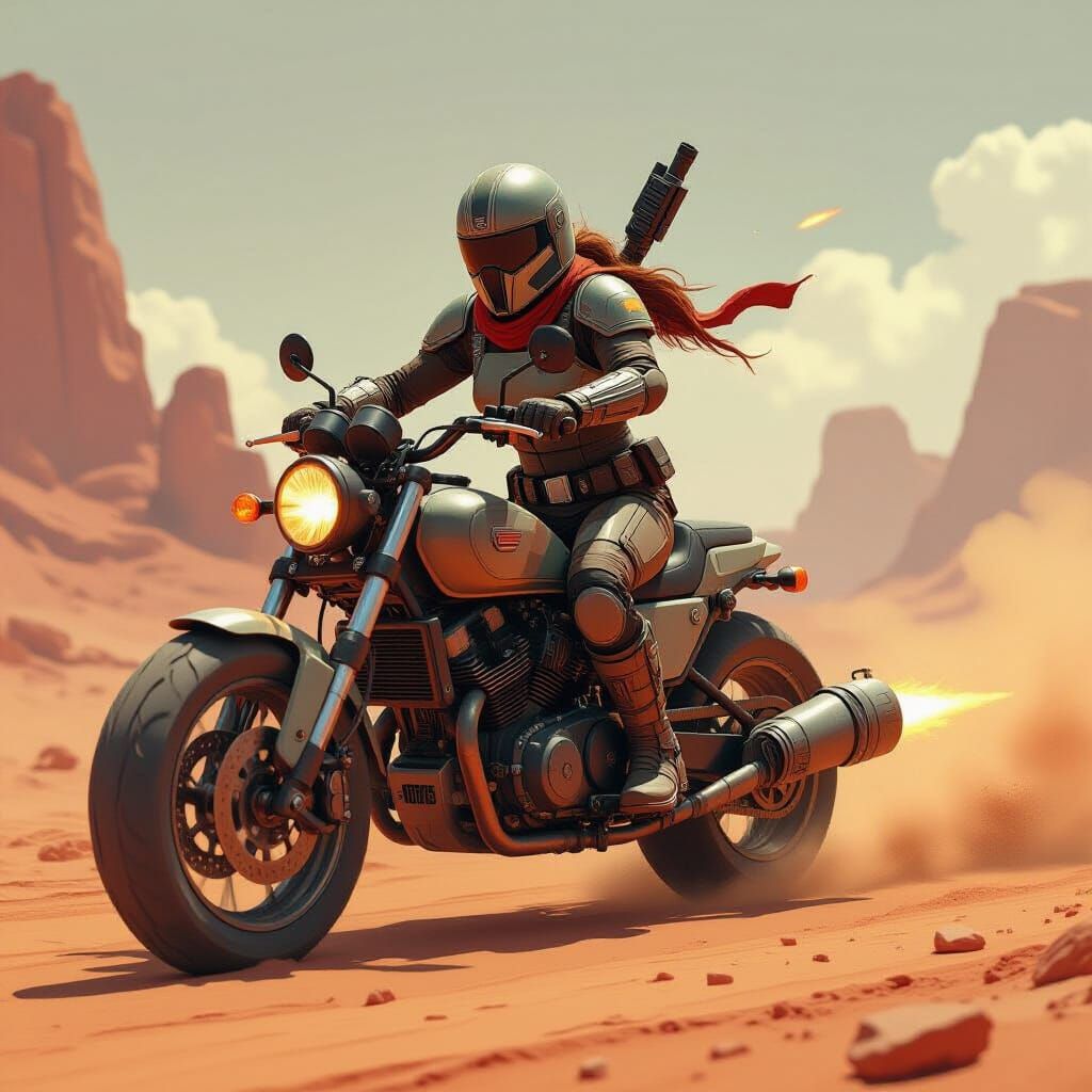 Female Bounty Hunter on Alien Planet, Ralph McQuarrie Style