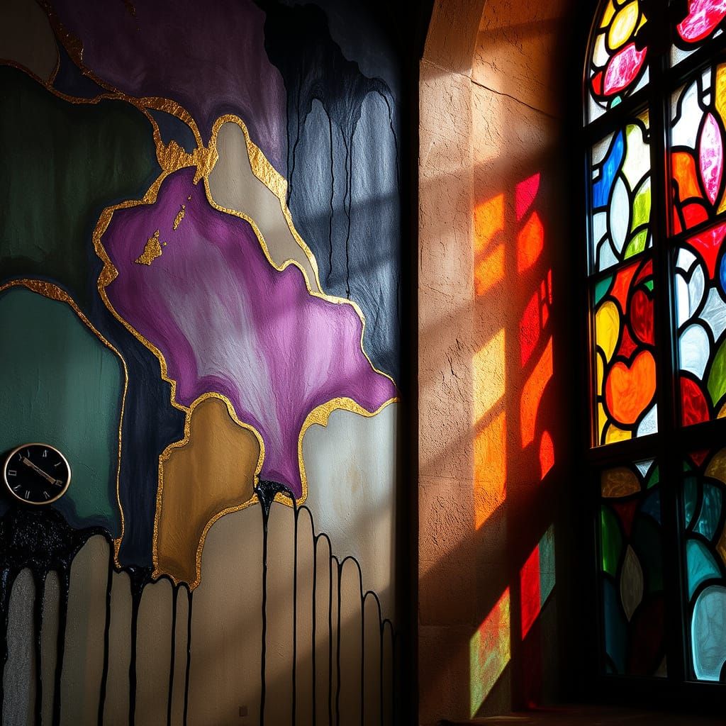 Abstract Fresco Gradients with Stained Glass Effect