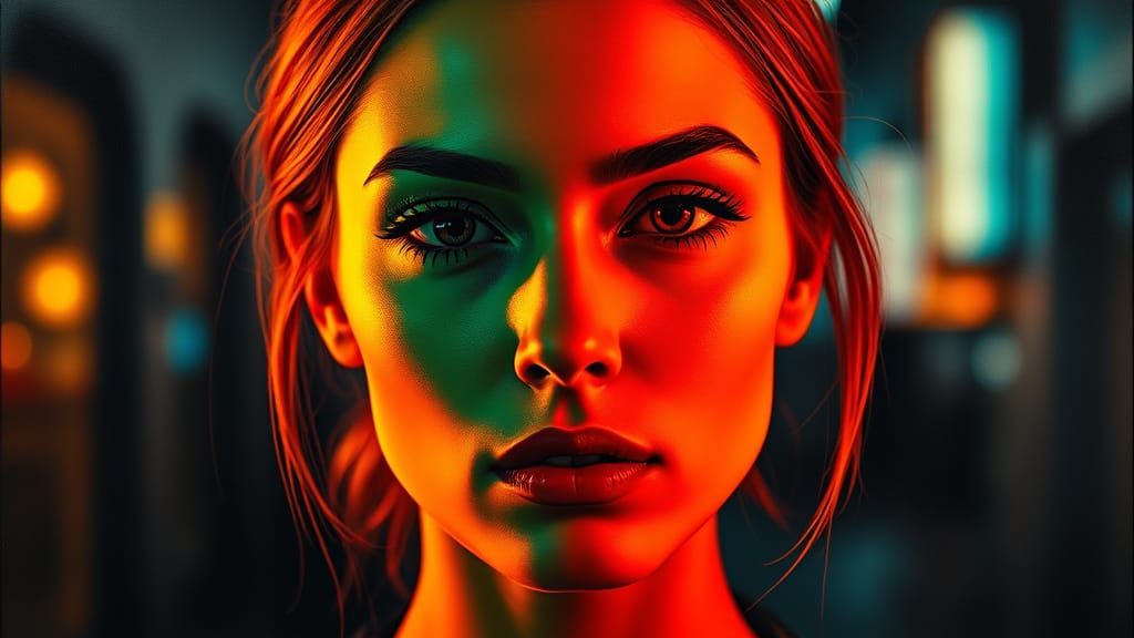 Neon Portrait in Cyberpunk Urban Style