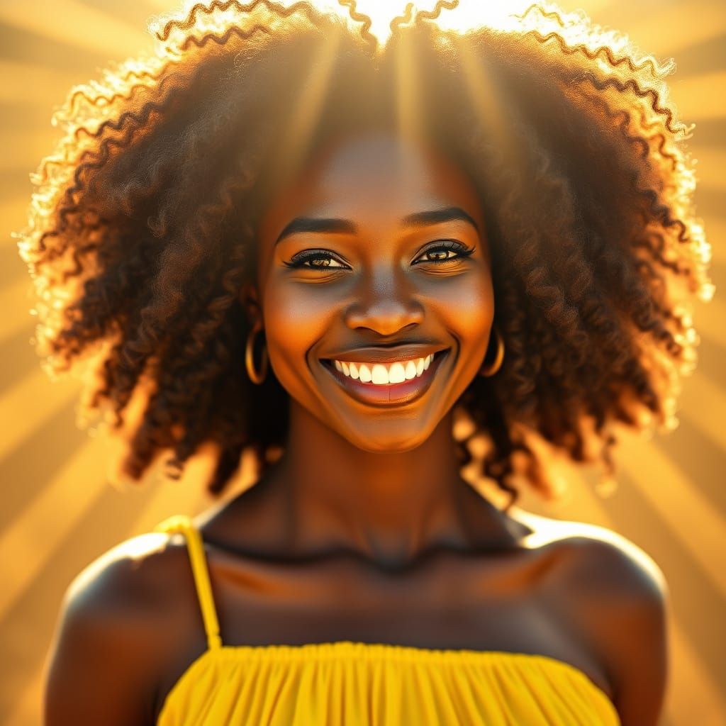 Radiant Woman in Sunlight, Photorealistic Portrait