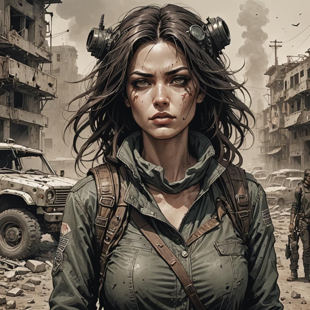 Woman in Post-Apocalyptic World: Comic Art