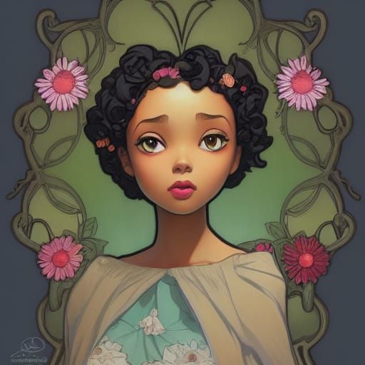 Cute Persephone Portrait in Anime Style