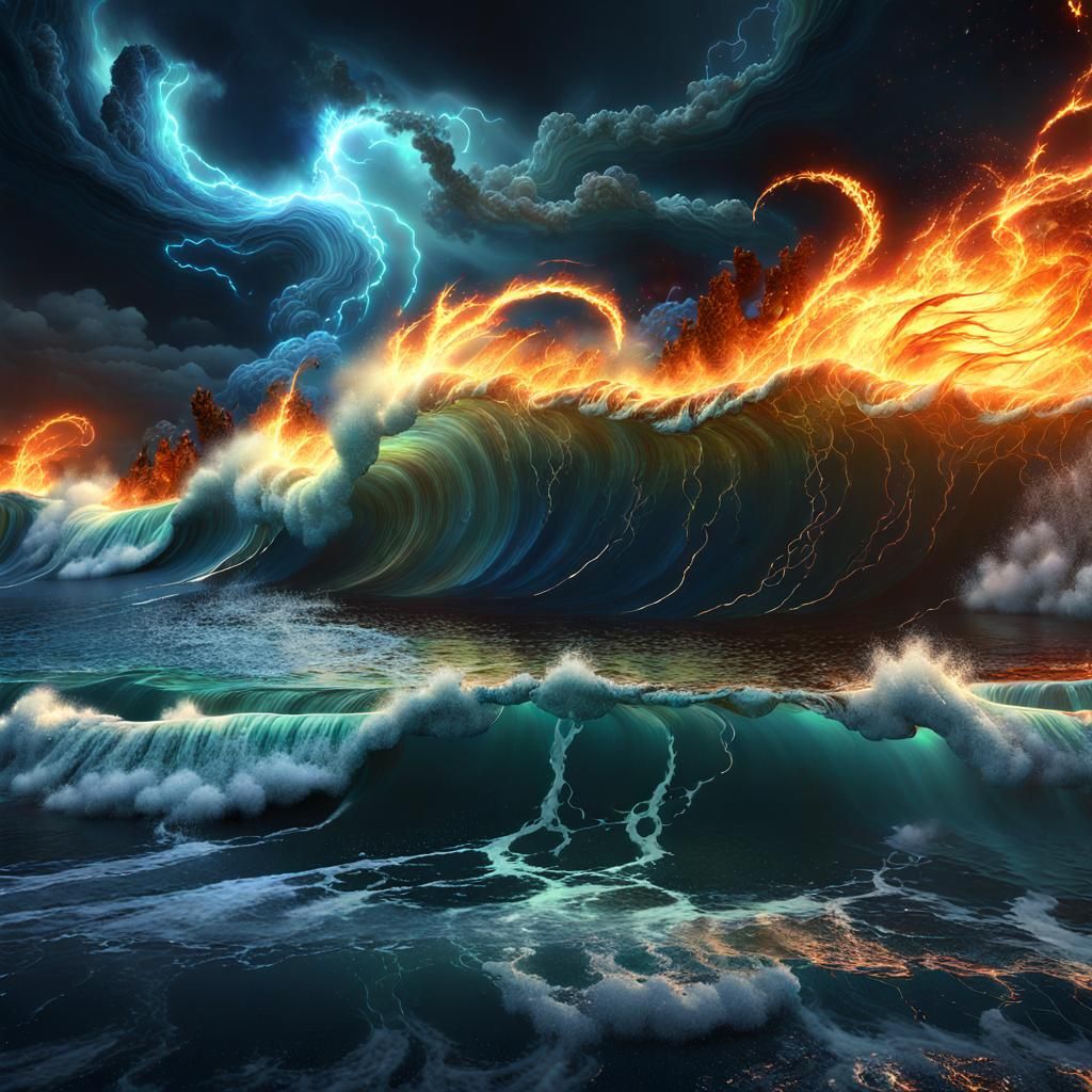 Eerie Ocean Maelstrom Under Dramatic Celestial Light