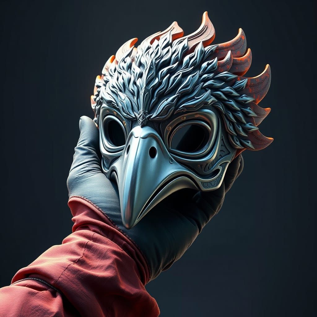Fantastical Songbird Mask in Gilded Glove