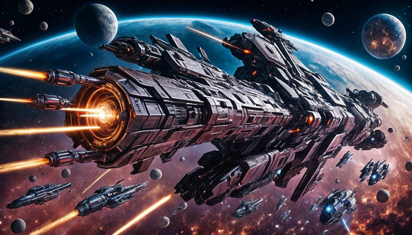 Futuristic Battleship: Gleaming Symbol of Power