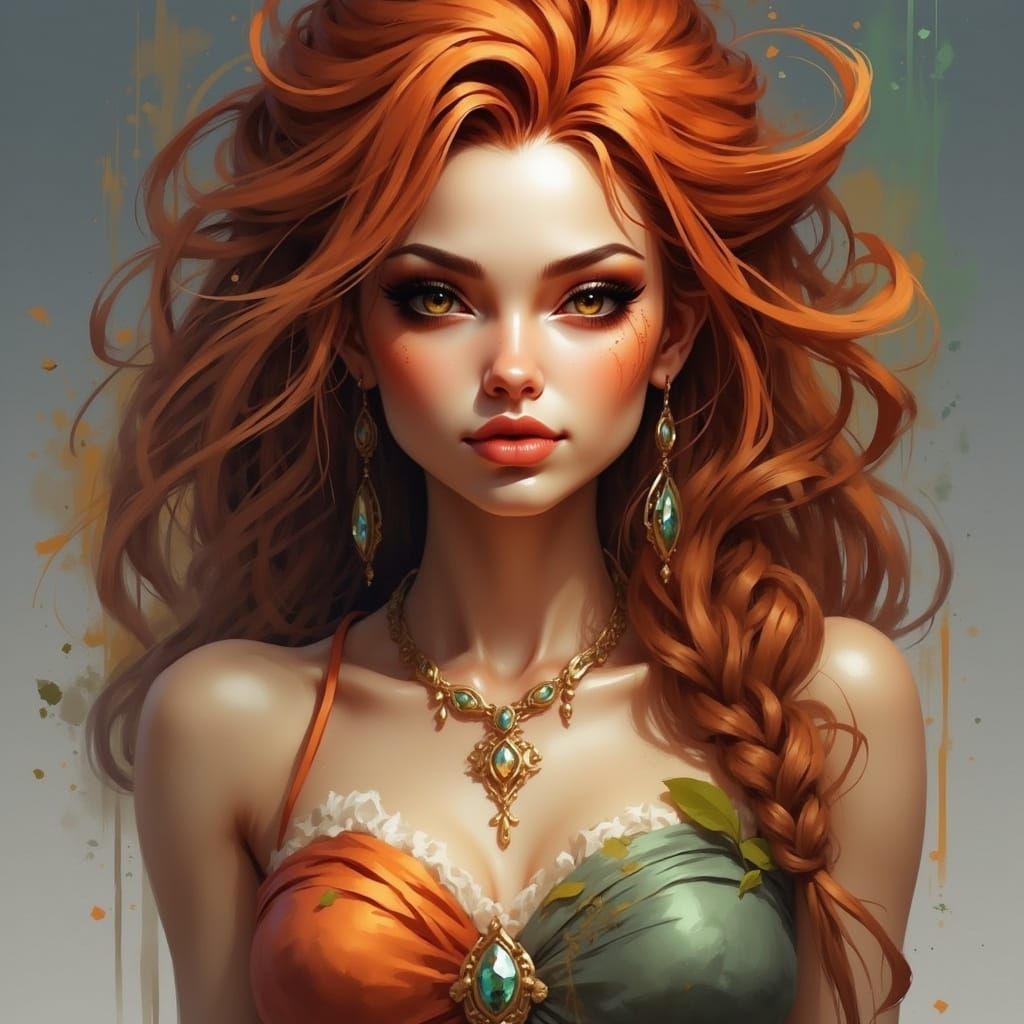 Auburn Beauty with Emerald Eyes Portrait