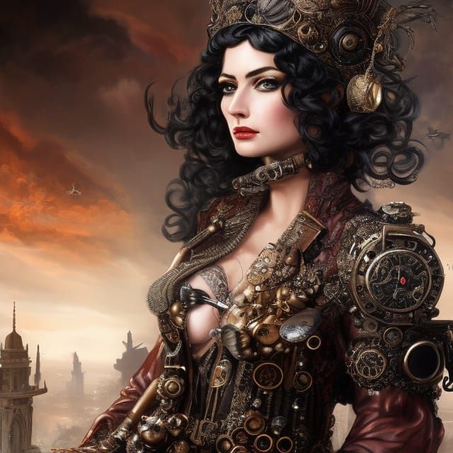 Steampunk Princess Portrait in Detailed Armor