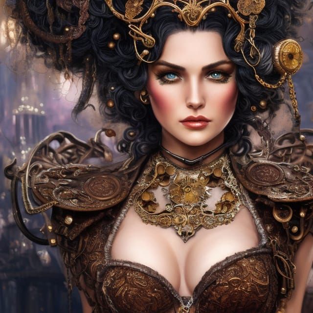 Steampunk Princess Portrait in Detailed Armor