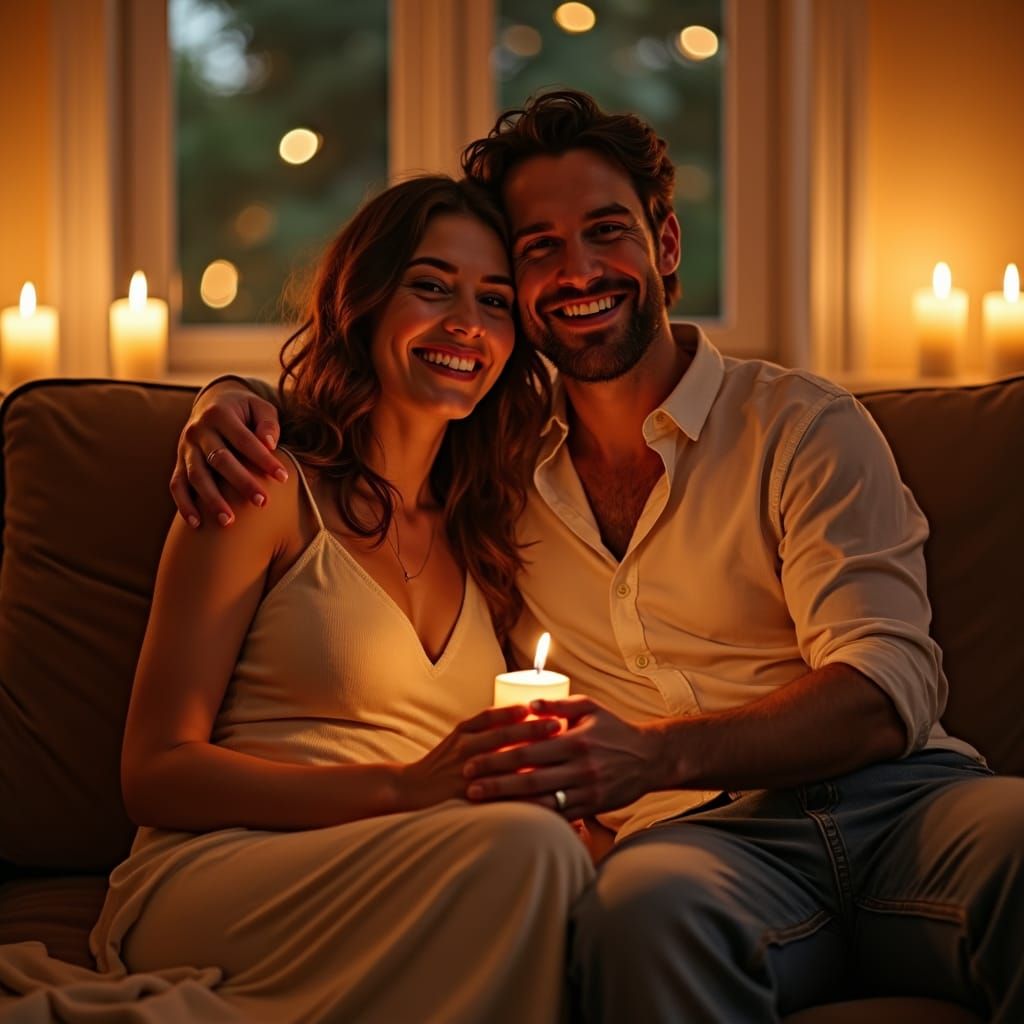 Cozy Couple Portrait with Dreamlike Lighting